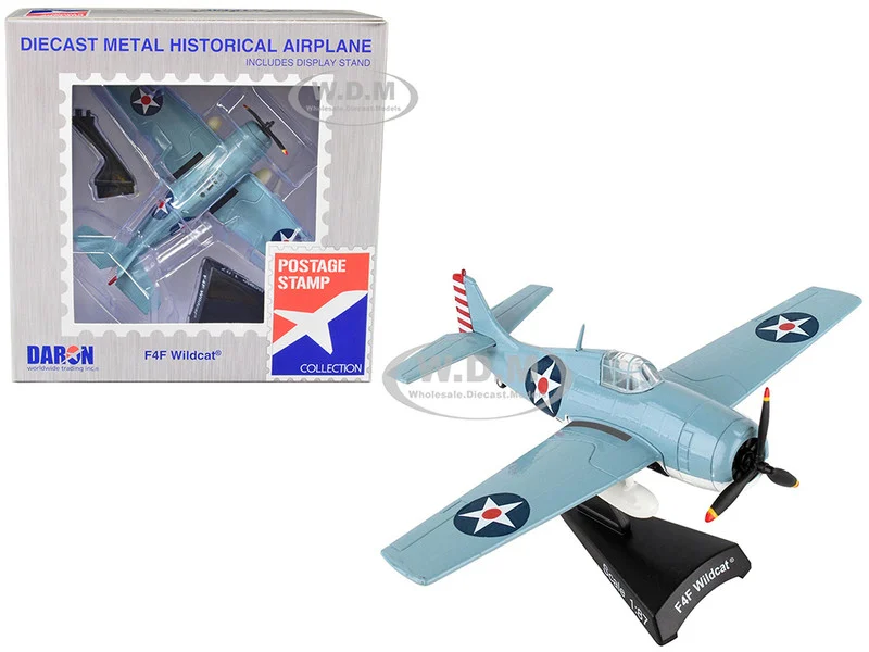 Grumman F4F Wildcat Aircraft "United States Navy" 1/87 (HO) Diecast Model Airplane by Postage Stamp - Military Models