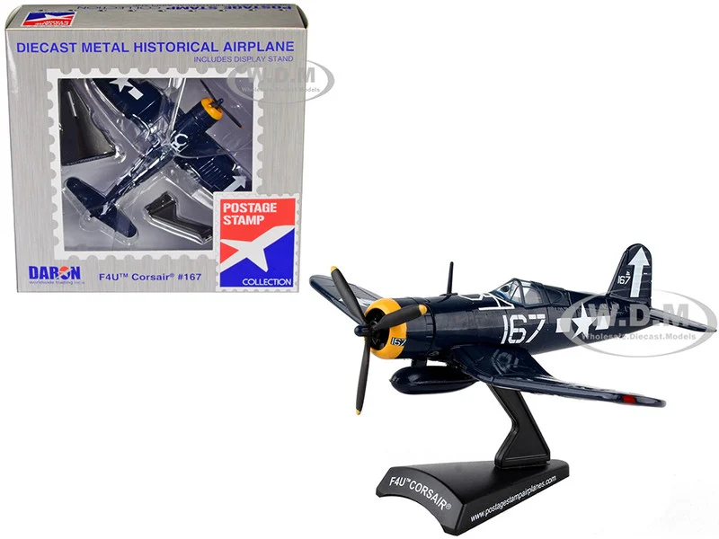 Vought F4U Corsair Fighter Aircraft #167 "VF-84 Wolf Gang" United States Navy 1/100 Diecast Model Airplane by Postage Stamp