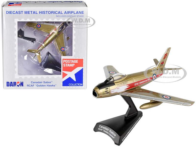 North American Canadair Sabre Fighter Aircraft "Golden Hawks" Royal Canadian Air Force 1/110 Diecast Model Airplane by Postage Stamp - Military Models