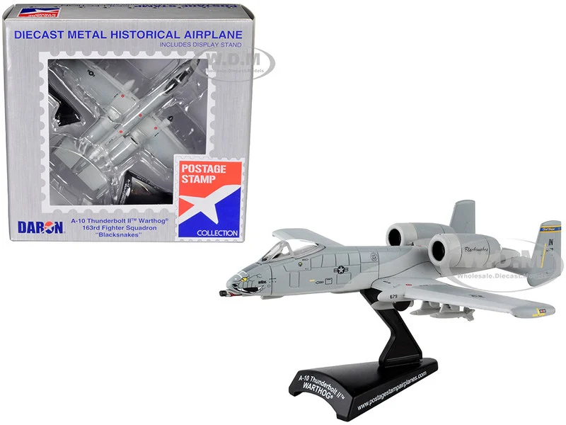 Fairchild Republic A-10 Thunderbolt II Warthog Aircraft "163rd Fighter Squadron, Blacksnakes" United States Air Force 1/140 Diecast Model Airplane by Postage Stamp