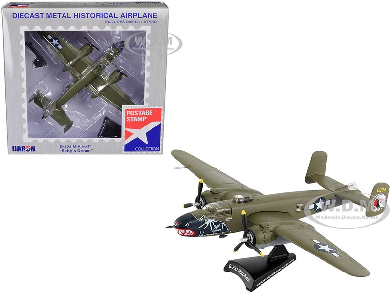 North American B-25J Mitchell Bomber Aircraft "Betty's Dream" United States Air Force 1/100 Diecast Model Airplane by Postage Stamp