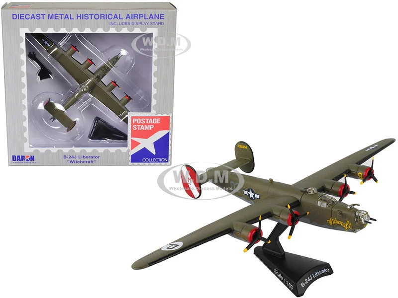 Consolidated B-24J Liberator Bomber Aircraft "Witchcraft, 467th Bomb Group, 790 Bomb Squadron" United States Army Air Forces 1/163 Diecast Model Airplane by Postage Stamp