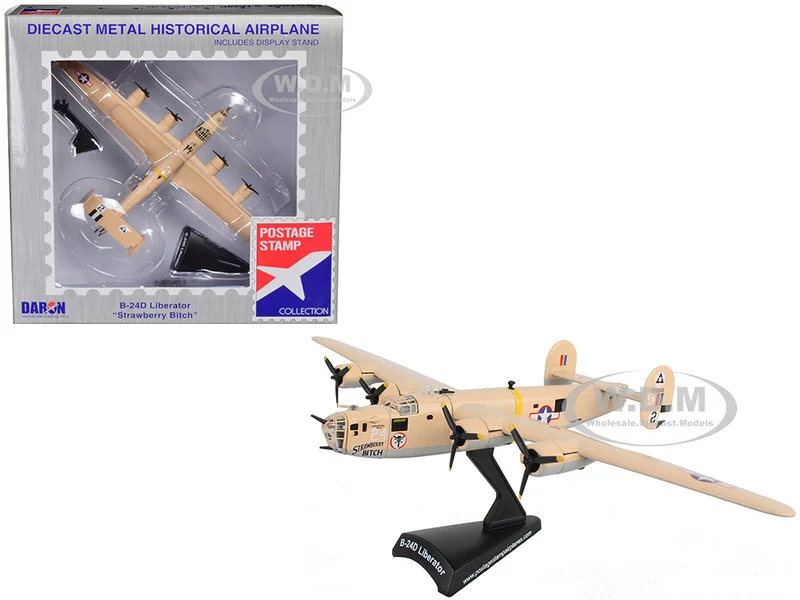 Consolidated B-24D Liberator Bomber Aircraft "Strawberry Bitch, 376th Heavy Bombardment, North Africa" United States Army Air Forces 1/163 Diecast Model Airplane by Postage Stamp