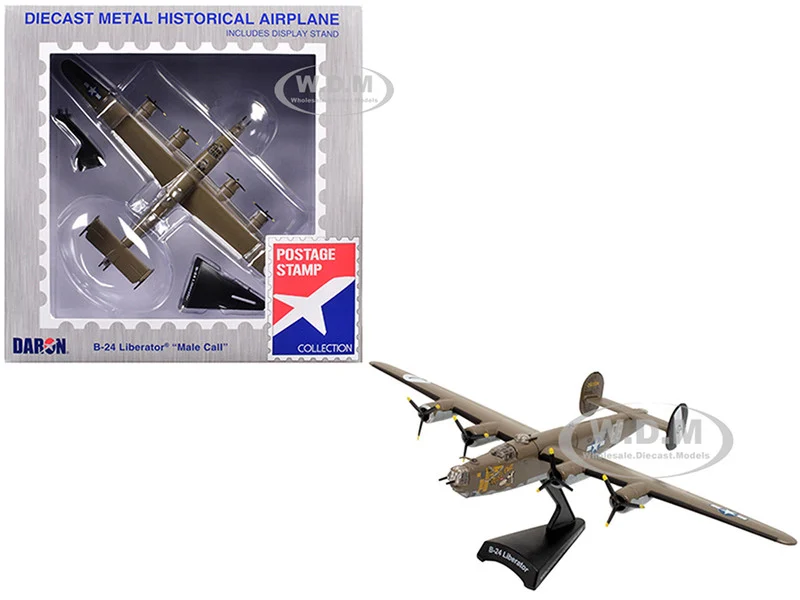 Consolidated B-24 Liberator Bomber Aircraft "Male Call, 707th Bomb Squadron, 446th Bomb Group" United States Army Air Forces 1/163 Diecast Model Airplane by Postage Stamp