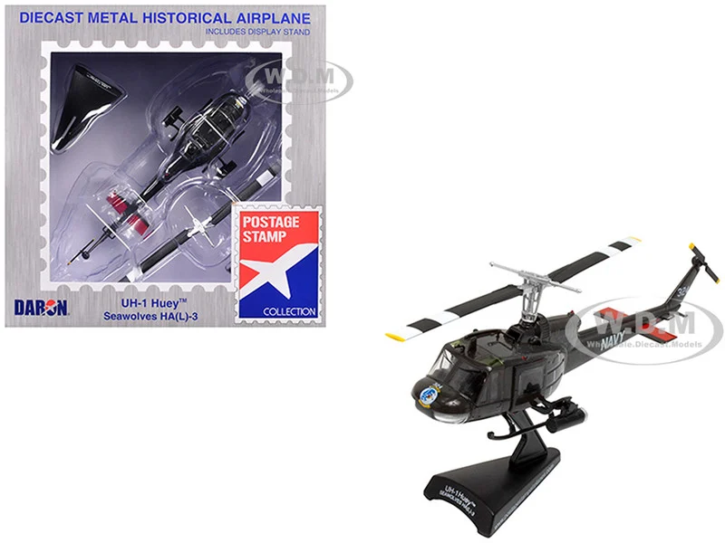 Bell UH-1 Iroquois "Huey" Helicopter "Seawolves, HAL-3 Fleet No.324" United States Navy 1/87 (HO) Diecast Model by Postage Stamp