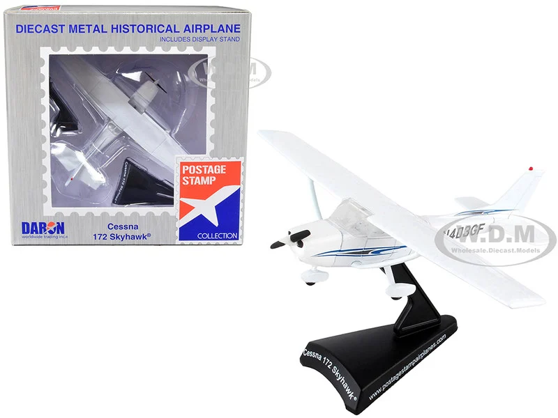 Cessna 172 Skyhawk Light Aircraft "N403GF" White 1/87 (HO) Diecast Model Airplane by Postage Stamp - Military Models
