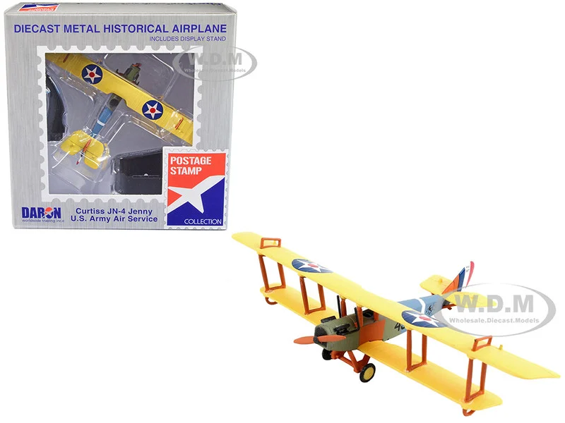 Curtiss JN4 "Jenny" Biplane Aircraft "United States Army Air Service" 1/100 Diecast Model Airplane by Postage Stamp - Military Models