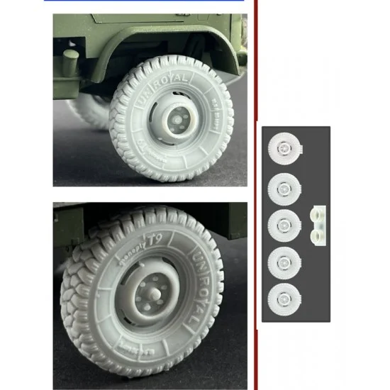 Perfect Scale Modellbau 35230 1/35 Unimog S404 Sandreifen / Dessert Tyres (4 tyres, 1 spare, 2 step ring) - Military Vehicles & Tanks