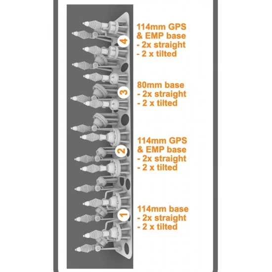 Perfect Scale Modellbau A1039 1/35 Antenna Mounts with Tilt Adaptor ''Comrod VHF3088LP'' NATO and Various - Military Vehicles & Tanks