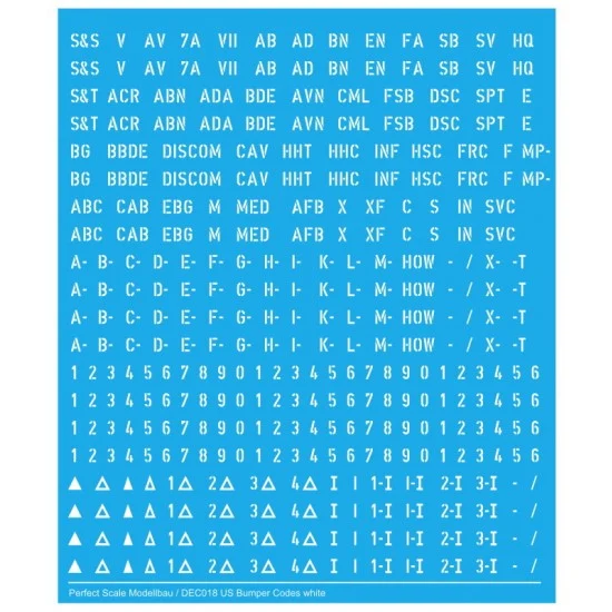 Perfect Scale Modellbau DEC018w Decal for 1/35 US Bumper Codes #White with 2.5mm Large Letters - Military Vehicles & Tanks