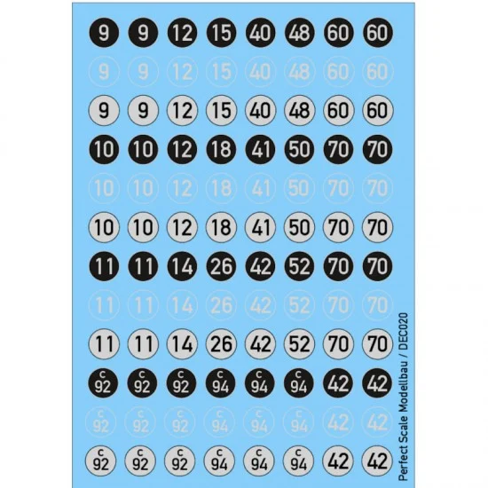 Perfect Scale Modellbau DEC020 Decals for 1/35 German MLC Klassen Plates - Military Vehicles & Tanks