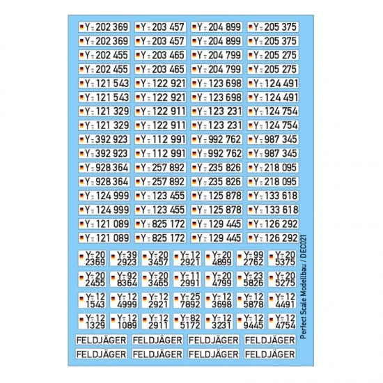 Perfect Scale Modellbau DEC021 Decals for 1/35 Bundeswehr Y - Numbers/License Plates