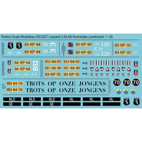 Perfect Scale Modellbau DEC027 Decals for 1/35 Leopard 2 A5 / A6 NL Koninklijke Landmacht - Military Vehicles & Tanks