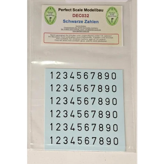 Perfect Scale Modellbau DEC032 1/35 Schwarze Zahlen Decal (Black Numbers) - Military Vehicles & Tanks