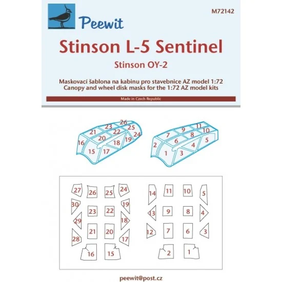 Peewit M72142 1/72 Stinson L-5 Sentinel Canopy Masks for AZ model