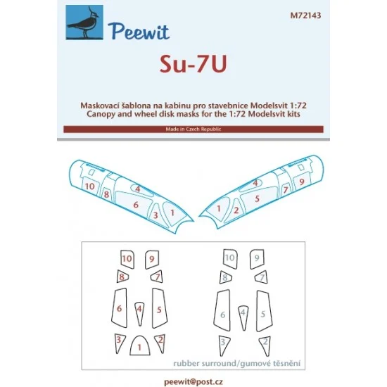 Peewit M72143 1/72 Su-7U Canopy Masks for Modelsvit kits