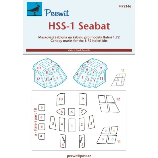 Peewit M72146 1/72 HSS-1 Seabat Canopy Masks for Italeri kits