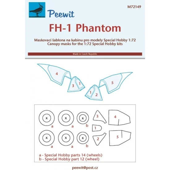 Peewit M72149 1/72 FH-1 Phantom Canopy Masks for Special Hobby kits