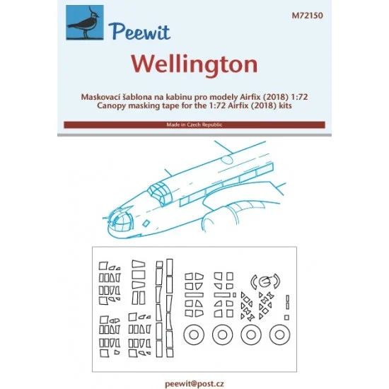 Peewit M72150 1/72 Wellington Canopy Masks for Airfix 2018 kits - Model Planes