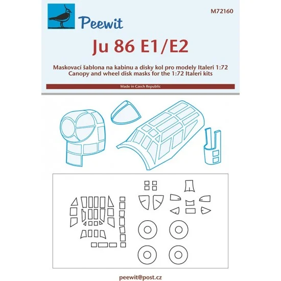 Peewit M72160 1/72 Ju 86 E1/E2 Canopy Masks for Italeri kits - Model Planes
