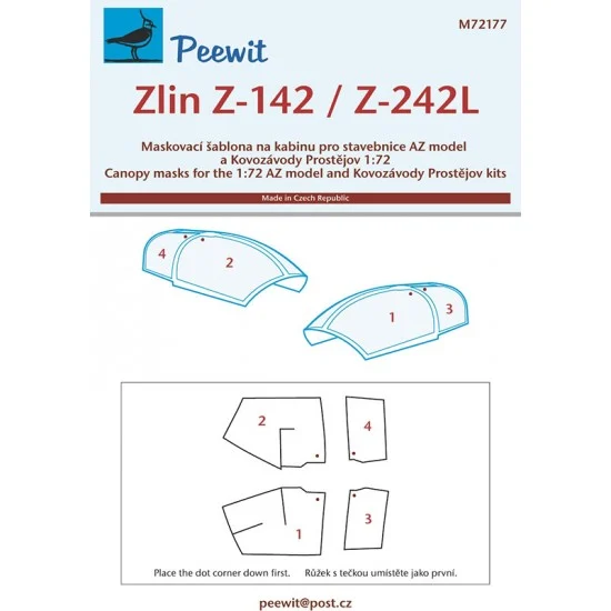 Peewit M72177 1/72 Zlin Z-242L Canopy Masks for AZ model