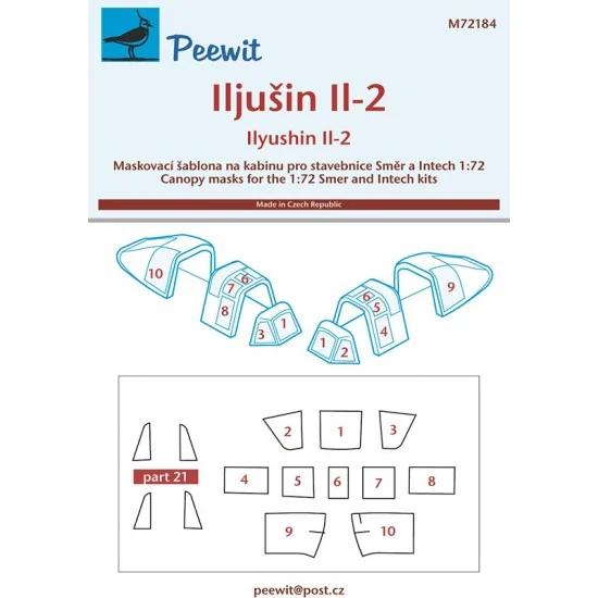 Peewit M72184 1/72 Ilyushin Il-2 (Smer) Canopy Masks for Smer/Intech kits