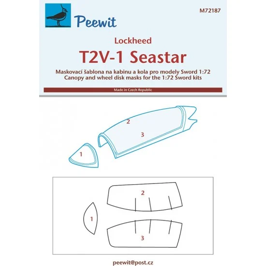Peewit M72187 1/72 Lockheed T2V-1 Seastar Canopy Masks for Sword kits