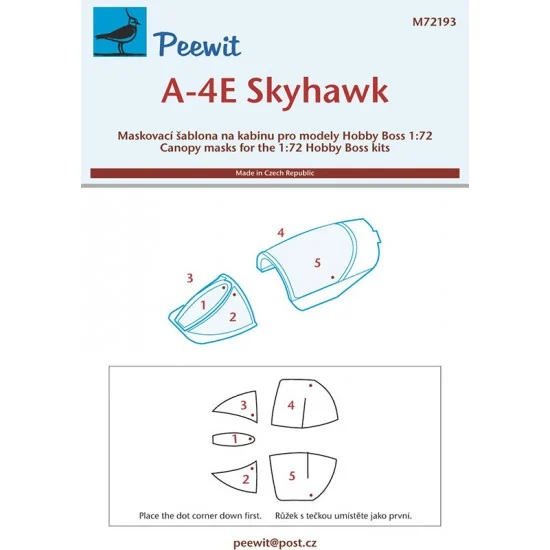 Peewit M72193 1/72 A-4E Skyhawk Canopy Masks for Hobby Boss kits
