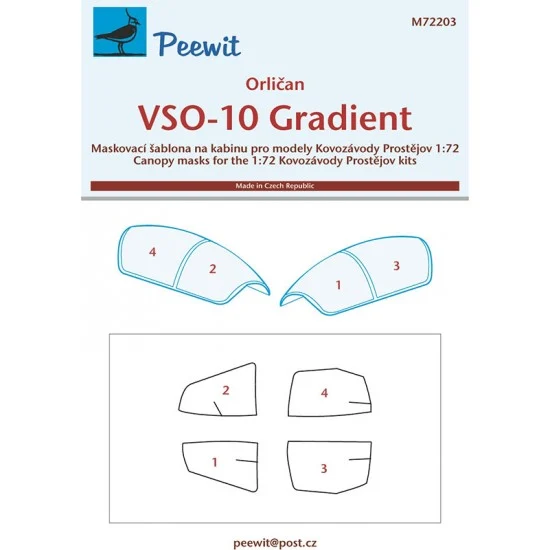 Peewit M72203 1/72 VSO-10 Gradient Canopy Masks for Kovozavody Prostejov kits