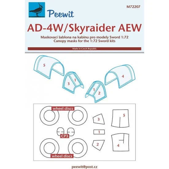 Peewit M72207 1/72 AD-4W Skyraider Canopy Masks for Sword kits