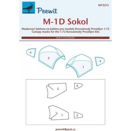 Peewit M72213 1/72 M-1D Sokol Canopy Masks for Kovozavody Prostejov kits
