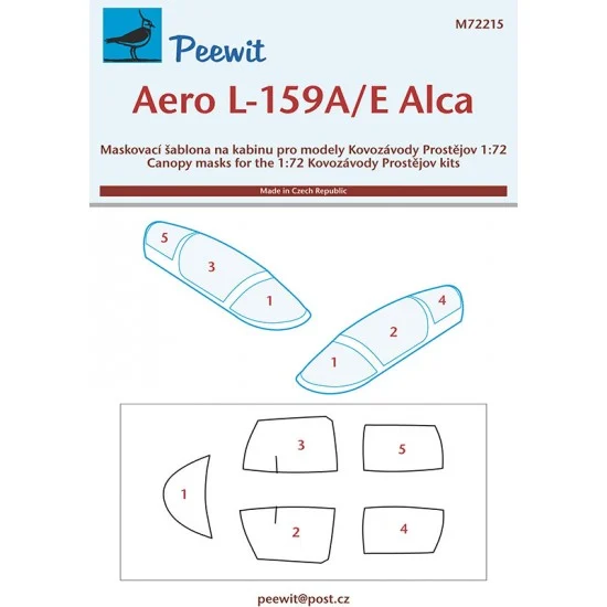 Peewit M72215 1/72 L-159 A/E Alca Canopy Masks for Kovozavody Prostejov kits