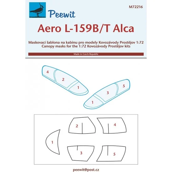 Peewit M72216 1/72 L-159B/T Alca Canopy Masks for Kovozavody Prostejov kits