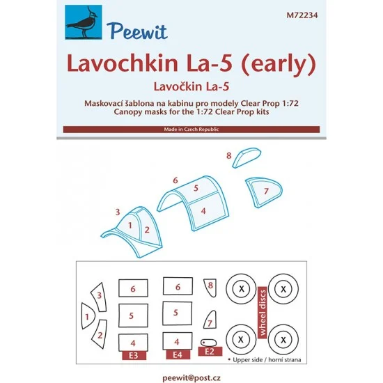 Peewit M72234 1/72 LavoCkin La-5 early Canopy Masks for Clear Prop kits