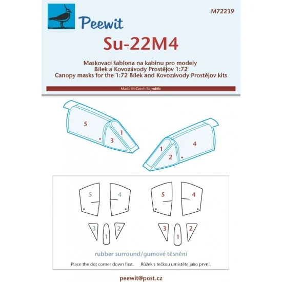 Peewit M72239 1/72 Su-22 Canopy Masks for Kovozavody Prostejov/Bilek kits