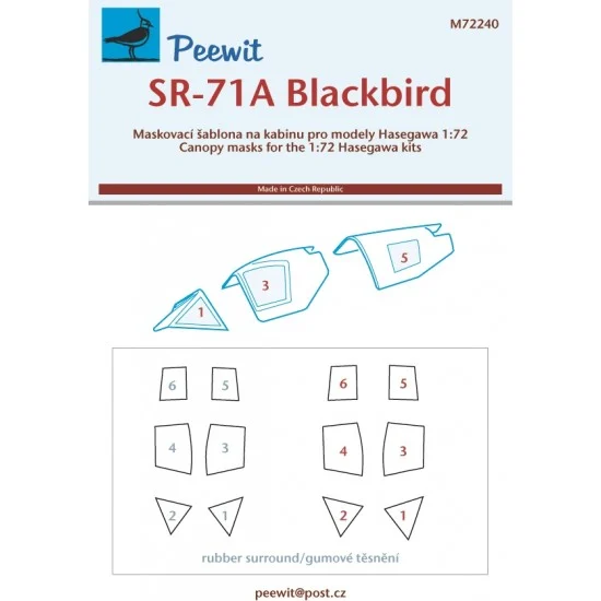 Peewit M72240 1/72 SR-71A Blackbird Canopy Masks for Hasegawa kits