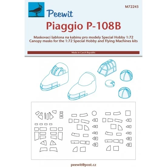 Peewit M72243 1/72 Piaggio P-108B Canopy Masks for Special Hobby/Flying Machines kits