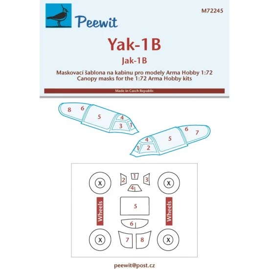 Peewit M72245 1/72 Jak-1B Canopy Masks for Arma Hobby kits