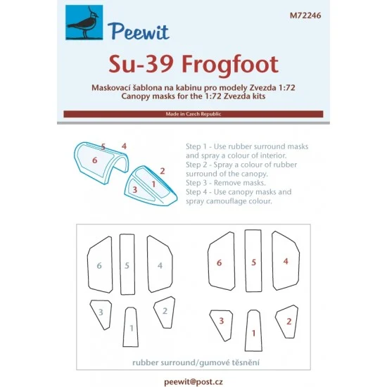 Peewit M72246 1/72 Su-39 Frogfoot Canopy Masks for Zvezda kits