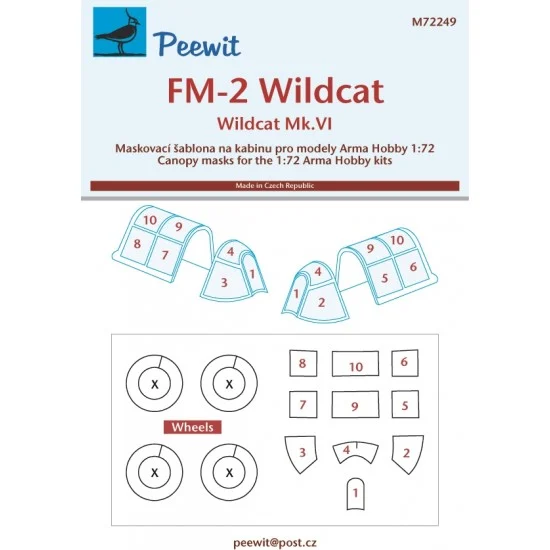 Peewit M72249 1/72 Wildcat Canopy Masks for Arma Hobby kits - Model Planes