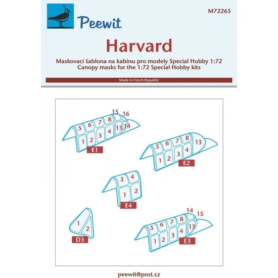 Peewit M72265 1/72 Harvard Canopy Masks for Special Hobby kits - Model Planes