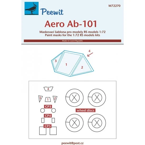 Peewit M72270 1/72 Aero Ab-101 Canopy Masks for RS kits