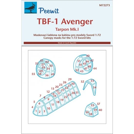 Peewit M72273 1/72 TBF-1 Avenger / Tarpon Mk.I Canopy Masks for Svord kits