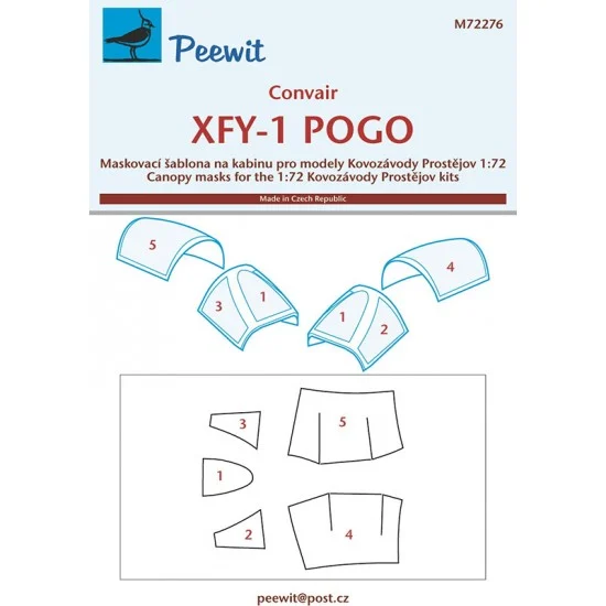 Peewit M72276 1/72 Convair XFY-1 POGO Canopy Masks for Kovozavody Prostejov kits