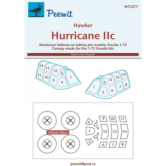 Peewit M72277 1/72 Hurricane IIc 112B Canopy Masks for Zvezda kits - Model Planes