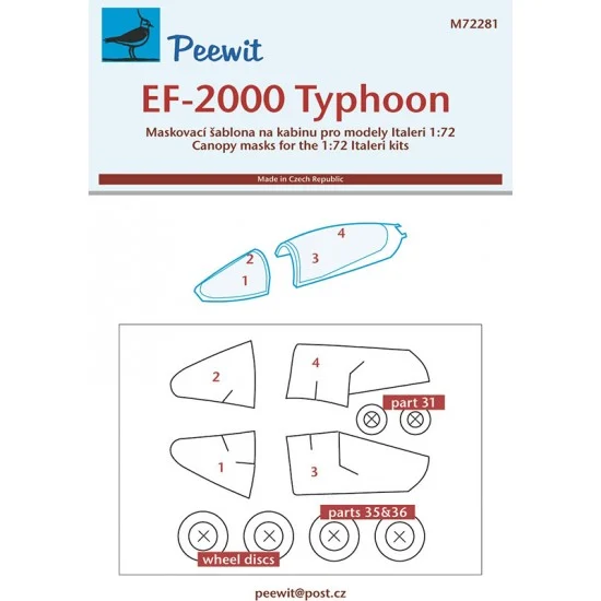 Peewit M72281 1/72 EF-2000 Typhoon Canopy Masks for Italeri kits