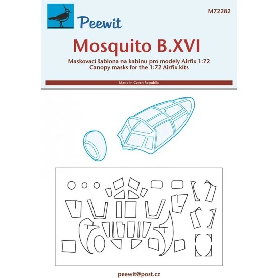 Peewit M72282 1/72 Mosquito B.XVI Canopy Masks for Airfix kits - Model Planes