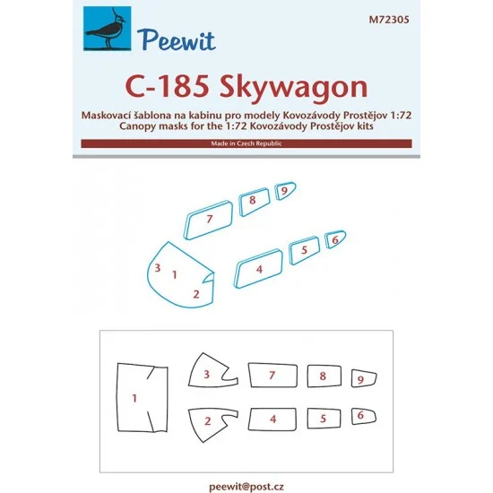 Peewit M72305 1/72 Cessna C-185 Canopy Masks for Kovozavody Prostejov kits