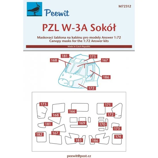 Peewit M72312 1/72 PZL W-3A Sokol Canopy Masks for Answer kits
