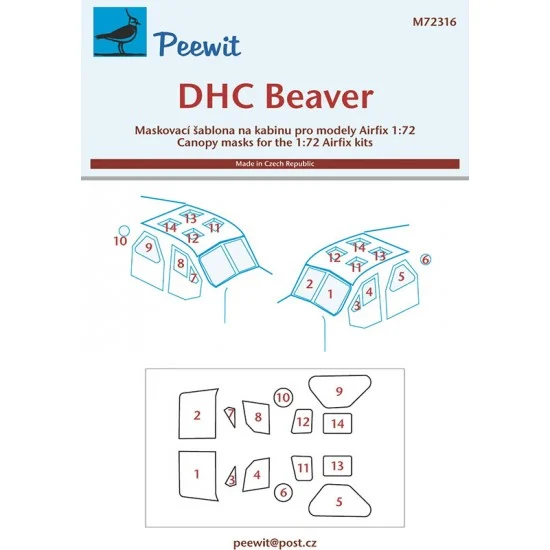 Peewit M72316 1/72 DHC Beaver Canopy Masks for Airfix kits - Model Planes